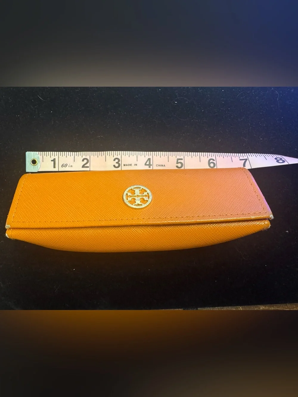 Tory Burch Orange Saffiano Leather Sunglasses Eyeglasses Case
